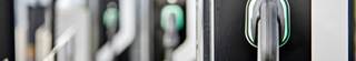 Close-up photo of an electric charging station for automobile vehicles.