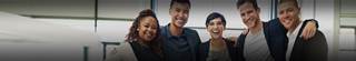 Group of cybersecurity professionals laughing and smiling.