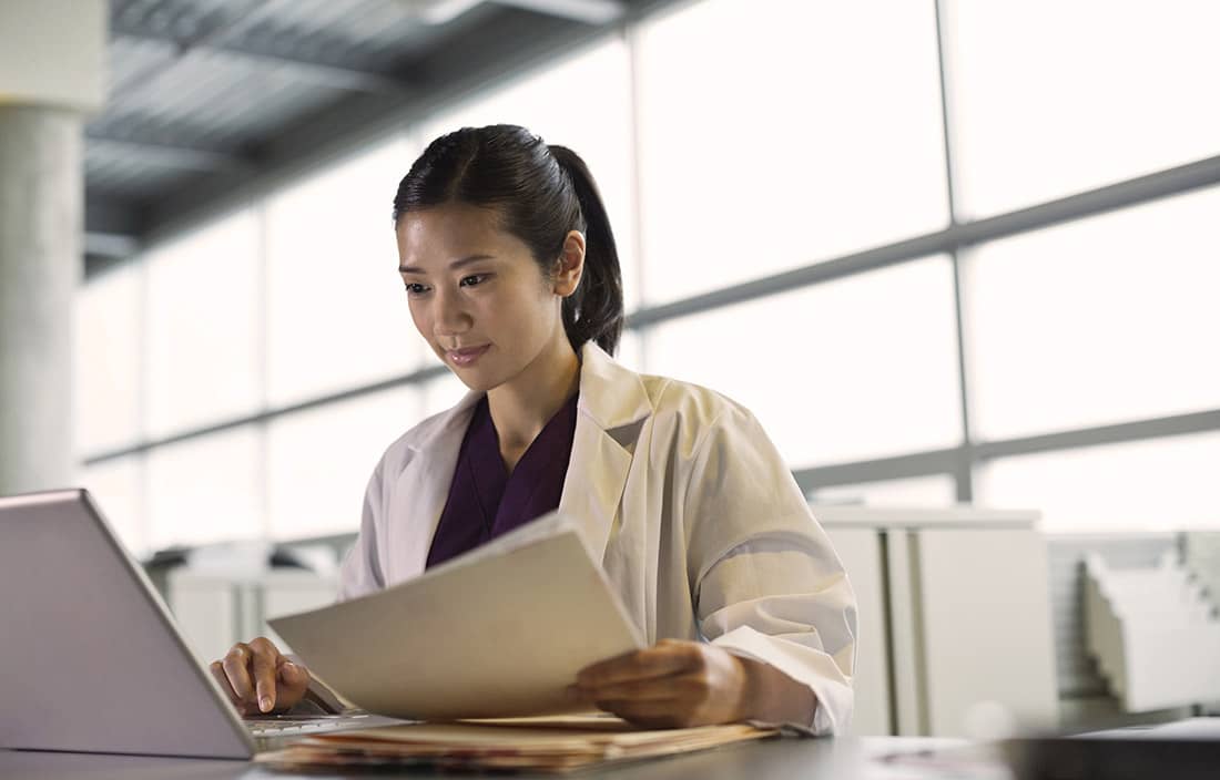 Doctor researching CMS-1694-F compliance