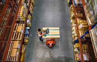 Aerial view of factory worker.