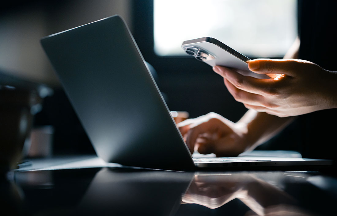 Person using multi-factor authentication to sign on to their account.