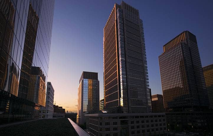 City at sunset.