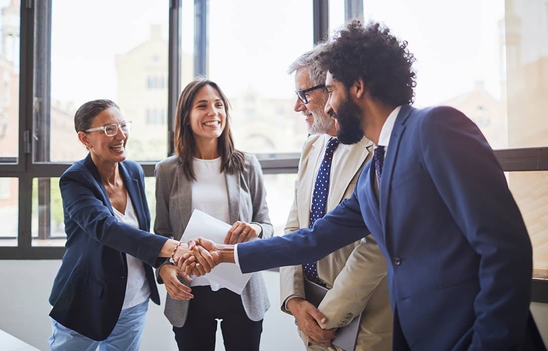International business professionals shaking hands