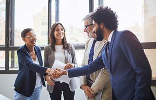 International business professionals shaking hands