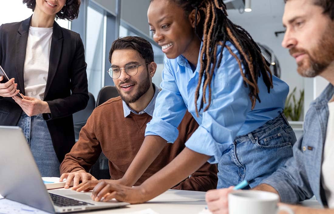 Business professionals working on their laptop.