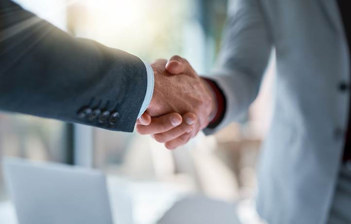 Shaking hands.