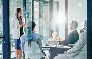 Business professionals in a meeting.