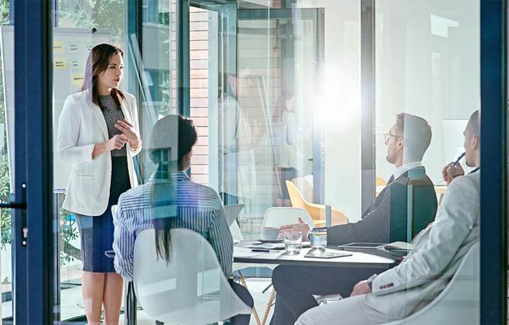 Business professionals in a meeting.