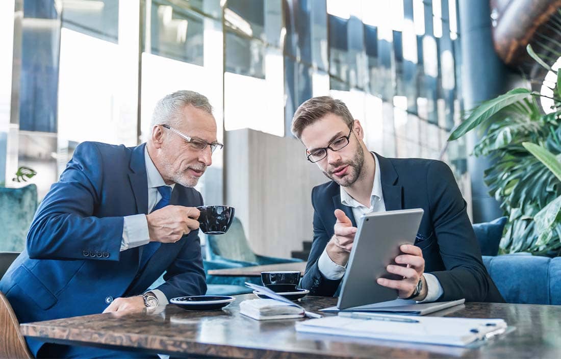 Financial advisor talking to their client about their digital legacy.