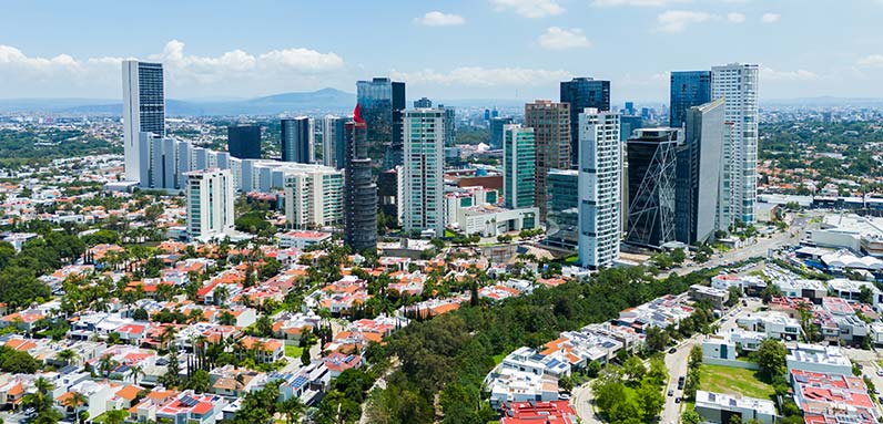 Aerial view of Guadalajara, Mexico during the day.