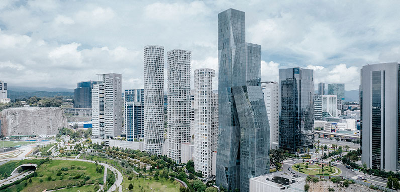 Modern skyscrapers in downtown Mexico City, Mexico.