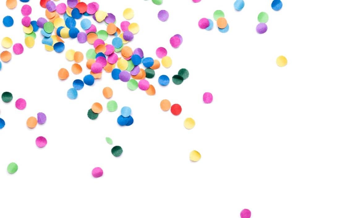 Confetti on a white background.