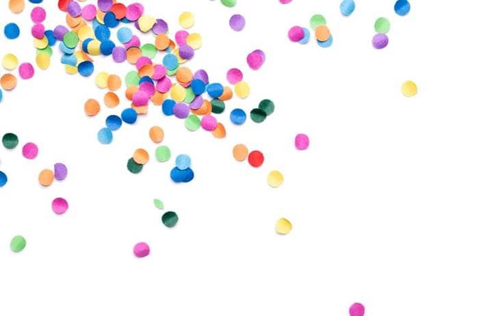 Confetti on a white background.
