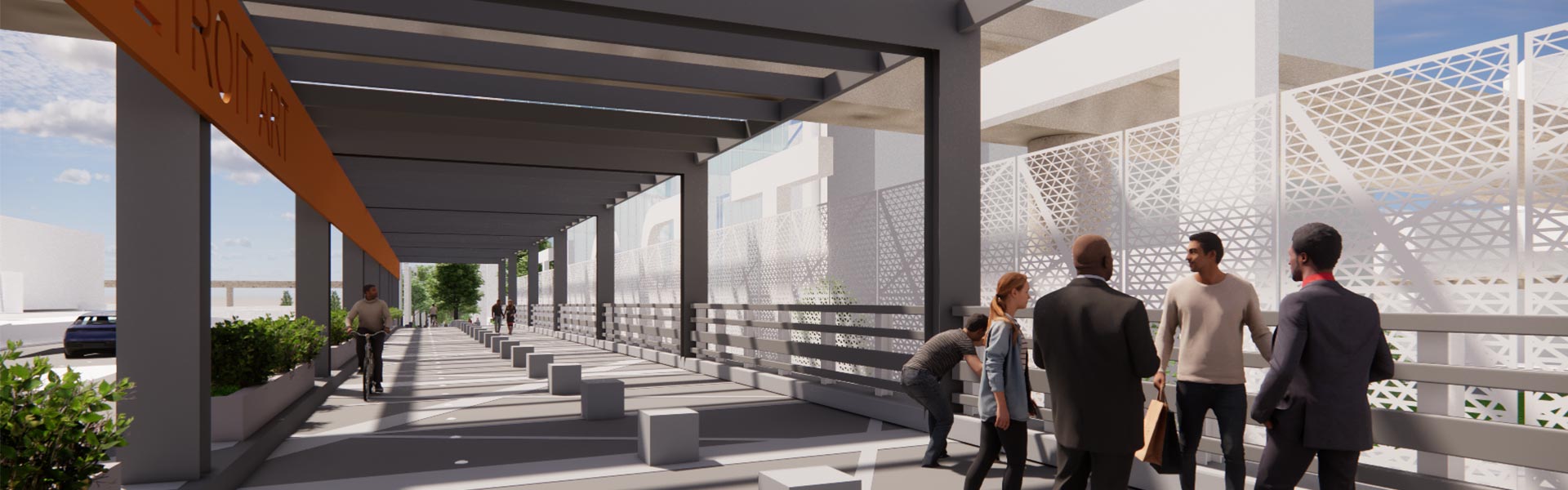 Rendering of DRCFA Huntington Place outdoor space.