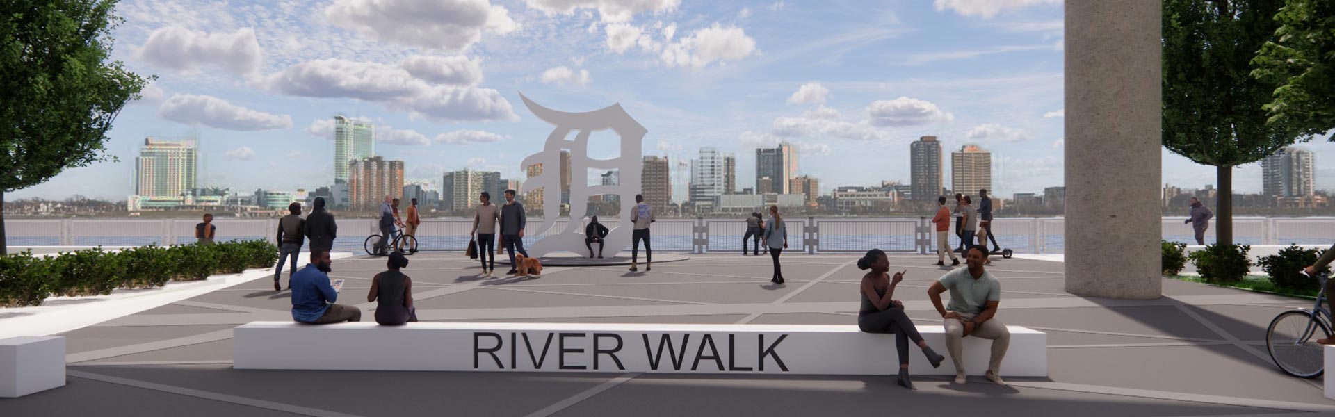 Rendering of DRCFA Huntington Place River Walk.