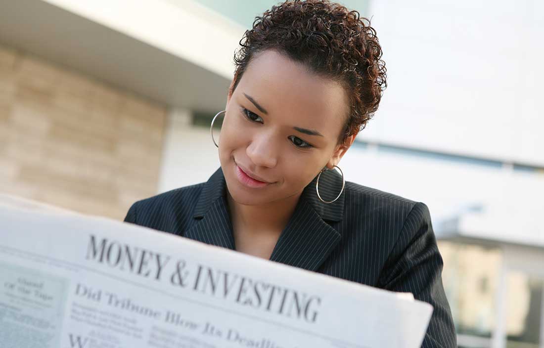 Woman reading news